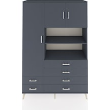 Hyperion Dolap 8 Raflı 6 Çekmeceli 3 Kapaklı 132x44x195 Antrasit-antrasit/antrasit Antrasıt/antrasıt