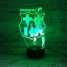 Fc Barcelona Messi Usb 3d Anime Gece Lambası Atmosferik Led Masa Lambası Futbol Severler İçin Noel Hediyeleri Çocuklar İçin Dekoratif Lamba Çok Renkli