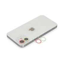 Newface Apple İphone 12 Renkli Kamera Lens Koruma Cam - Yeşil-pembe