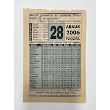 28 Aralık 2006 Takvim Yaprağı - Nostaljik Koleksiyonluk Takvim Yaprağı