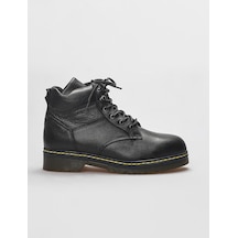 Hakiki Deri Siyah Bağcıklı Kadın Günlük Bot-siyah Siyah