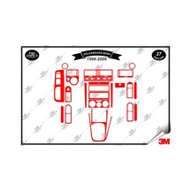 Volkswagen Bora 1998-2008 Torpido Konsol Trim Göğüs Maun Kaplama Set 27 Parça Kırmızı Renk