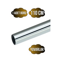 Yuvarlak Metal Askı Borusu Mobilya Askı Borusu Yuvarlak Krom 110cm 1 Adet Çap:25mm Gri