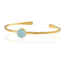 Kadir Jewellery Zirkon Taşlı Ayarlanabilir 22 Ayar Altın Kaplama Bilezik Açık Mavi