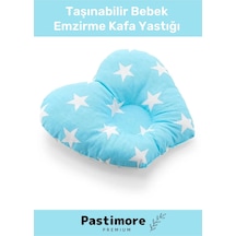 Premium Rahat Şık Taşınabilir Bebek Emzirme Kafa Yastığı Mavi Bıngıldak Yastığı