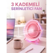 Rgb Işıklı 3 Kademeli Usb Şarjlı Masaüstü Vantilatör - Lisinya