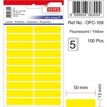 Floresan Sarı Ofis Etiketi 13MMx50MM 5.Yaprak 100 Etiket