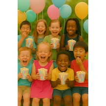 Mısır Kutusu Pop Corn Kutusu Dalgalı Makaron Desenli / 8 Parça