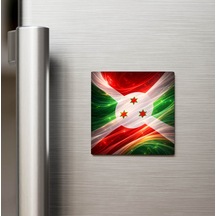 Burundi Burundi Abstract Ülke Bayraklı Buzdolap Magneti - 9x9 Cm