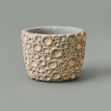 Objevii Halka Desenli Beton Saksı - Krem - 7x9 Cm Renkli