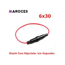 Ic-237C-2 Fuse 6X30 Kablolu Siyah Büyük Cam Siğorta Yuvası Oto 5 Adet