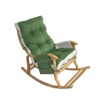 Enda Home Mosso Çift Minderli Ahşap Sallanan Sandalye Tv Baba Koltuğu Dinlenme Koltuğu Yeşil - Krem