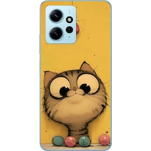 Redmi Note 12 4g Uyumlu Kedi Çizgisi Baskılı Silikon Kılıf Renkli