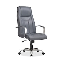 Deri Ofis Koltuğu Bilgisayar - Ofis - Müdür - Büro - Makam Çalışma Koltuğu Krom Ayaklı Antrasit