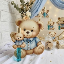 Cam Fısfıs Kolonya Şişesi Karton Ayıcık Süslemeli Bebek 15 Adet