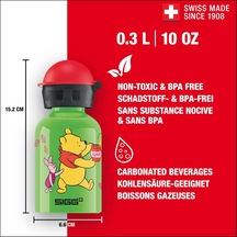Winnie The Pooh Çocuk İçecek Şişesi 0,3 L , Zararlı Madde İçermeyen, Sızdırmaz Kapaklı Çocuk Şişesi, Tüy Giderek Hafif Alüminyum İçecek Şiş