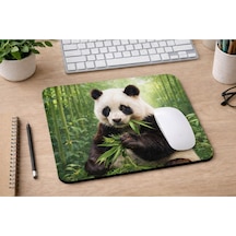 Panda Desenli Mousepad 21x17,5 Cm Kaymaz Tabanlı Düz Mouse Pad Ofis & Ev Kullanım