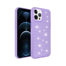 Mobilefix Apple Uyumlu iPhone 12 Pro Max Aihttgli Parlak Tasarımlı Snow Kılıf-mor Mor