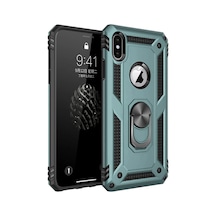 Uryport Apple iPhone Uyumlu Xs Max Kılıf Sofya Yüzüklü Silikon Kapak - Yeşil Çok Renkli