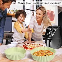 Pembe Fritöz Silikon Pot Fritözler Fırın Pişirme Tepsisi Pizza Kızarmış Tavuk Fritöz Aksesuarları Yuvarlak Tava Yeniden Kullanılabilir Mat Pembe