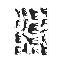 Hayvanlar Siyah Sticker Set