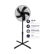 Kumtel Kumtel Siyah 16 İnç Ayaklı Vantilatör 50 W, 5 Pervaneli, 3 Kademeli, 121 Cm Yükseklik