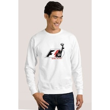 Senna Victory Baskılı Beyaz Erkek Örme Sweatshirt
