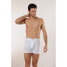 Hmd 300 Pamuklu Likralı Erkek Boxer Külot - Beyaz Beyaz