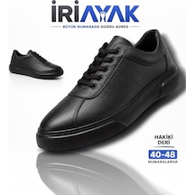 İriayak Büyük Numara Hakiki Deri 45-48 / Rahat Taban Casual Ayakkabı / Erkek - Günlük Kullanıma Uygun Siyah