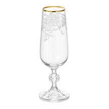 Tr Bohemia Kristal Cam Şampanya Kadehi, Desenli Altın Yaldız, 17 Cm