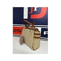 Just Polo Kadın Siyah Taba Gofraj Kabartma Desenli Mıknatıslı Çıtçıt Kapama El Çantası Mh4031mh Siyah - Taba 77590661