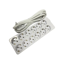De-pa 12 Li Topraklı Grup Priz 5 Metre Kablolu 16a 220v 3x1,5 Mm² Kablo Çoklu Priz Uzatma 29x10 Cm