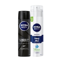 Men Erkek Sprey Deodorant Deep Dimension 48 Saat Anti-perspirant Koruma 150ml Ve Men Hassas Tıraş Jeli 200ml, Hassas Ciltlere Özel Hızlı Koruma, Yanma Karşıtı, Alkolsüz Formül