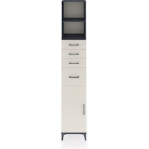 Hyperion Dolap 3 Raflı 4 Çekmeceli Tek Kapaklı 44x44x243 Antr... Antrasit