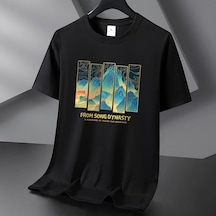 Siyah Japon Tarzı 10 Renk Saf Pamuklu Erkek Kısa Kollu Tişört S-6xl Siyah