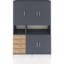 Hyperion Dolap 7 Raflı 4 Çekmeceli 5 Kapaklı 132x44x195 Antrasit-antrasit/çam Antrasıt/atlas Çam