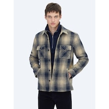 Kip Lacivert Regular Fit Dokuma Overshırt Lacivert