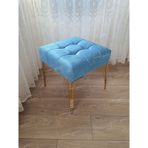 Modern Dilim Puf Ayakucu Puf Gold Metal Ayak 45 45 Turkuaz