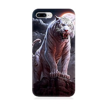 Apple Uyumlu iPhone 8 Plus Silikon Kılıf Beyaz Savaşçı Kaplan Tiger