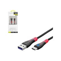 Şarj Kablosu Data Fast Type-C 3.4A 1.2Mt Işıklı Örgülü Auris Ars