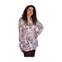 Kadın Leopar Desen Şifon Gömlek Bgl-st04235 Kahve
