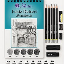 Eskiz Kalem Hb, B, 2b, 3b, 4b, 5b, 6b, 8b Ve Defter Seti A5 90 Gr