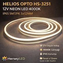 12v Neon Led 4000k Ip65 5mt/pk 5x12mm - Helios Opto Hs-3251 Diğer