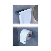 Metal Banyo Seti Düz Tuvalet Kağıtlık Ve Kağıt Havlu/havlu Askısı 2'li Set, Modern Tasarım - Antrasit Çok Renkli