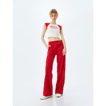 Koton Slogan Baskılı Crop Reglan Kol Tişört Ekru 5sal10119ık Ekru
