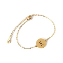 Novahub Kadın Paslanmaz Çelik Alfabe İlk Pretty Zarif Moda Şık Bilezik Mektup Zinciri Basit Paslanmaz Çelik Nedime K Altın