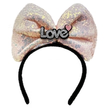 Led Işıklı 3 Farklı Fonksiyonda Yanan Gümüş Love Yazılı Toz Pembe Fiyonk Taç 20x17 Cm 5691 "