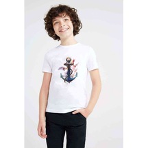 Watercolor Anchors And Birds Çapa Baskılı Unisex Çocuk Beyaz T-S