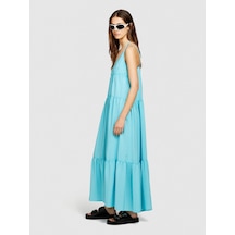 Sisley %100 Pamuk Fırfır Motifli Enseden Bağlamalı Uzun Elbise Kadın 2b0 Elbise - 324p43a2lv05p