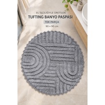 Alanur Bodrum Tufting Cotton Pamuklu El Işi Örgülü 90 X 90 Cm Paspas 113 gri